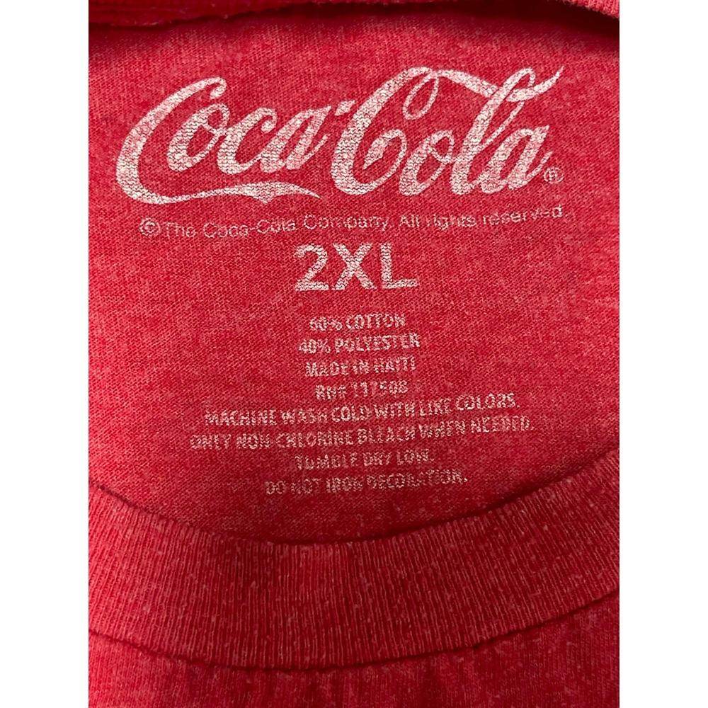 Coca-Cola Mens Enjoy Coke Graphic T-Shirt Red Heather 2XL Short Sleeve Tee - Picture 3 of 8